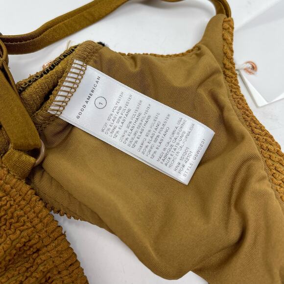 Good American Crinkle Always Fits Twist Top Bronze Size 1 - Picture 3 of 7